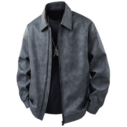 Herren Lederjacke Sportlich Elastisch Schwarz Modern
