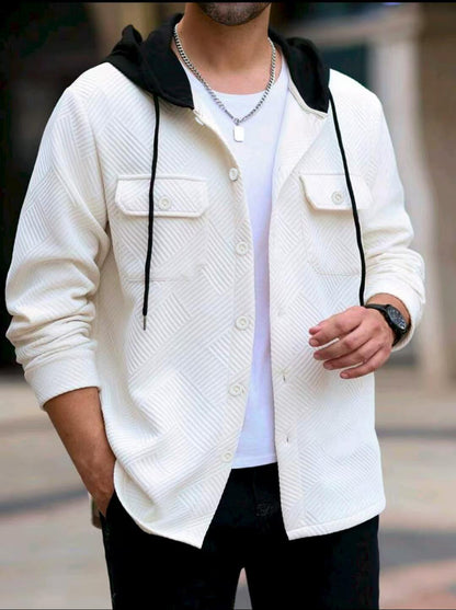 Herren Outdoor-Jacke lässig mit Kapuze und Muster