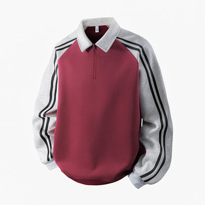 Herren Sweatshirt Sportlich Reißverschluss Stehkragen Modern - BerlinGlamour