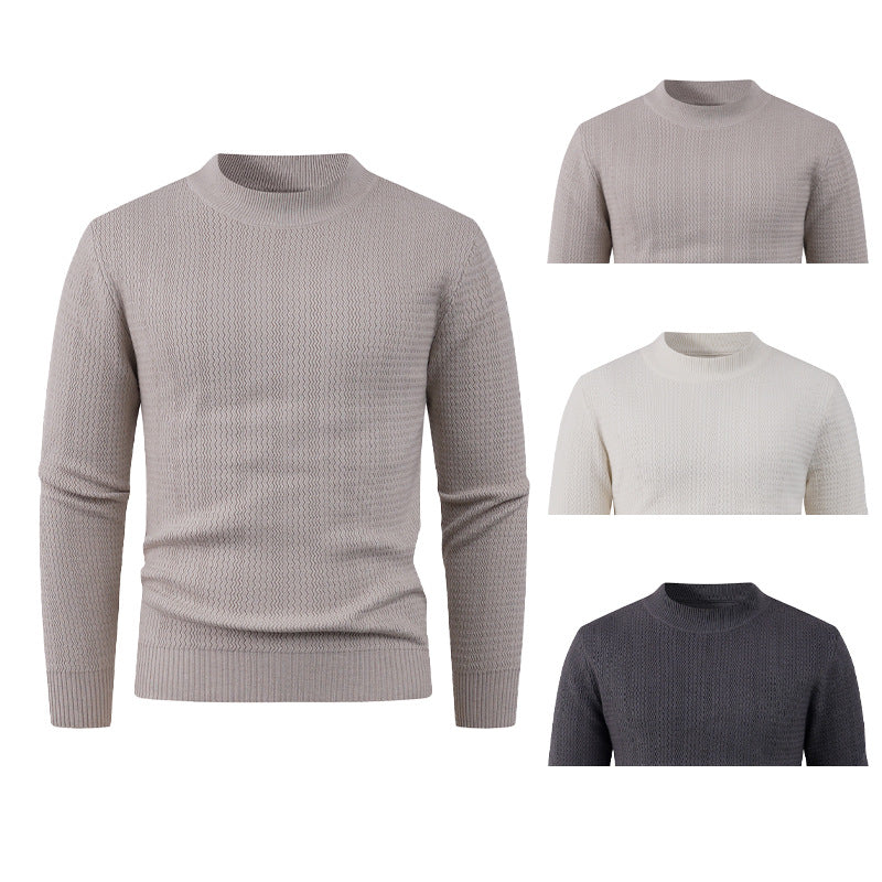 Herren Pullover Struktur Optik Modern Hochkragen - BerlinGlamour