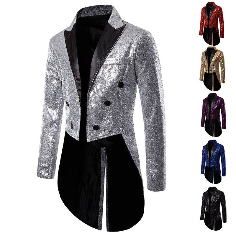 Herren Blazer Elegant Pailletten Asymmetrisch Modern