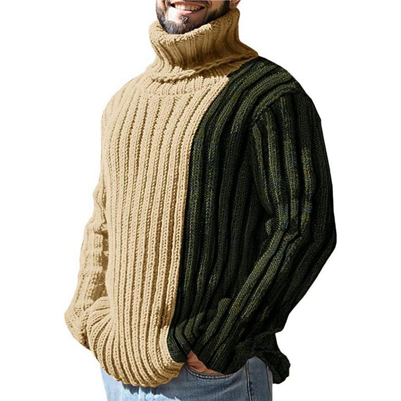 Herren Rollkragenpullover Struktur Ripp Design Modern