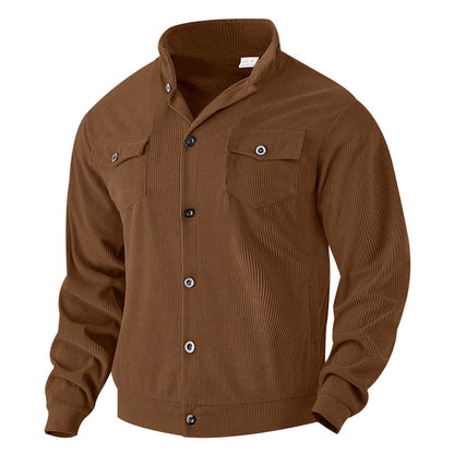 Herren Cordjacke Lederoptik Praktisch Mit Brusttaschen