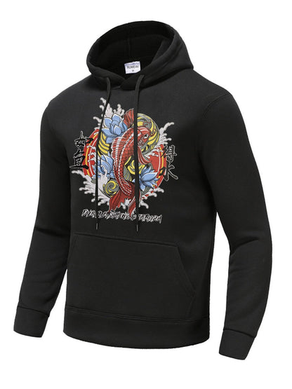 Herren Kapuzenpullover Koi Motiv Trendig Berlin Style