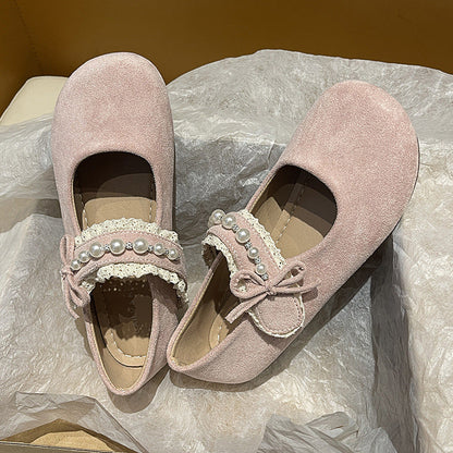 Damen Ballerina Schuhe Plüsch Elegant mit Schleife