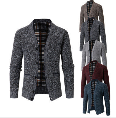 Herren Strickcardigan Karomuster Elegante Oberbekleidung