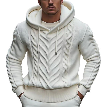 Herren Kapuzenpullover Strick Zopfmuster Elastisch