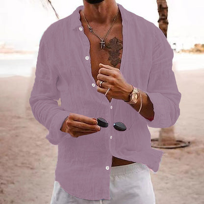 Leinenhemd Herren Lässig Sommer Modern
