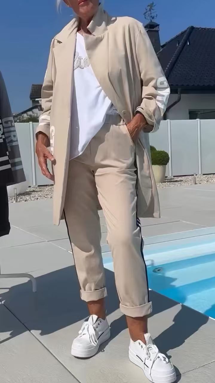 Stylischer Trenchcoat Zweiteiler Satz Damen