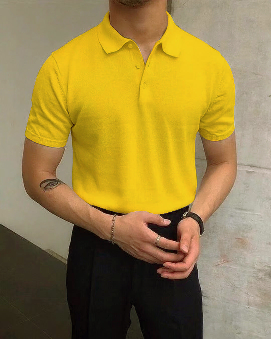 Herren Polo-Shirt Atmungsaktiv Elegant Kragen Baumwolle
