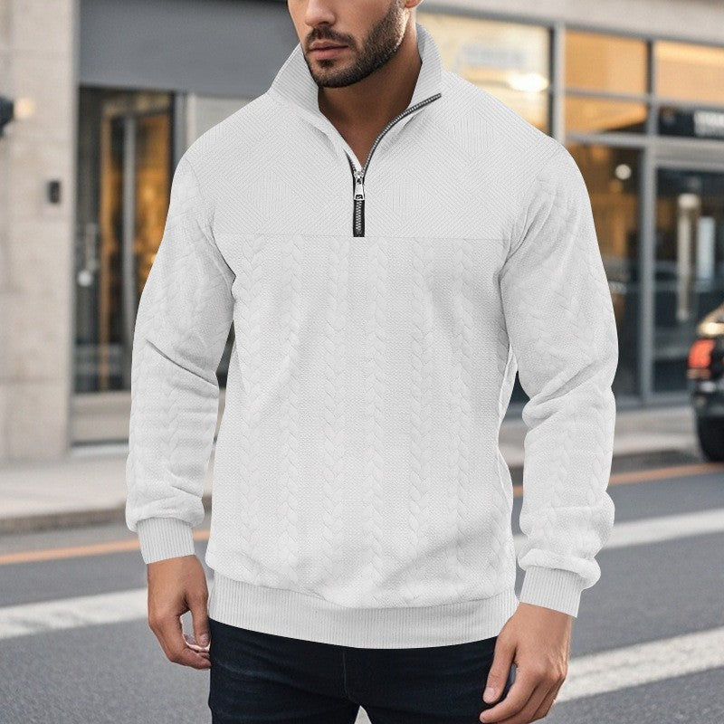 Herren Fleece-Pullover Grobstrick Hochkragen Stylisch Warm