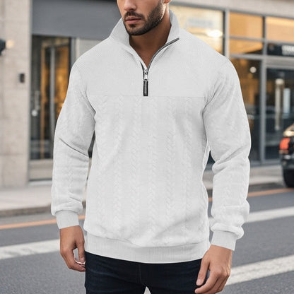 Herren Fleece-Pullover Grobstrick Hochkragen Stylisch Warm