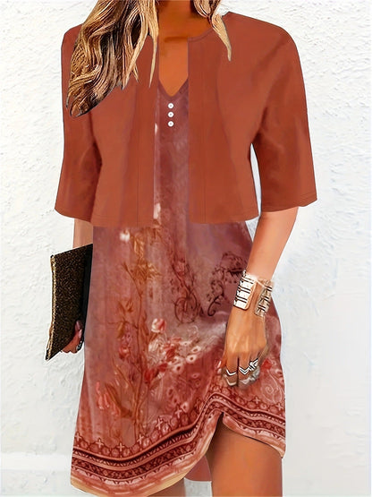 Elegantes Zwei-Teile Kleid Langrock Damen Abendkleid