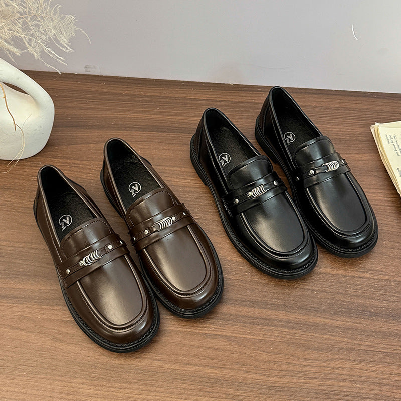 Damen Loafers Elegant Metallic Detail Schuhe Modisch