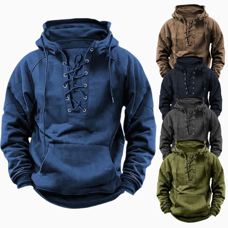 Herren Kapuzenpullover Schnürdesign Modern Streetwear - BerlinGlamour
