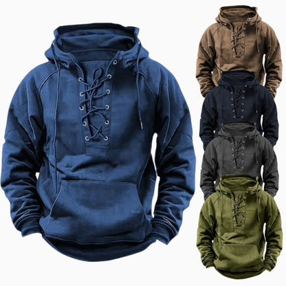 Herren Kapuzenpullover Schnürdesign Modern Streetwear - BerlinGlamour