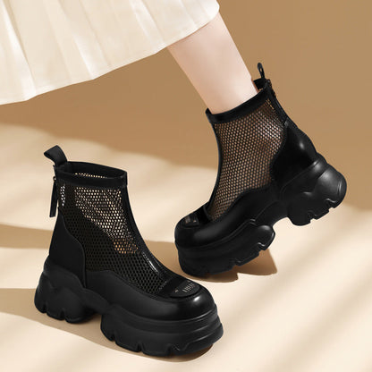 Damen Stiefeletten Netzoptik Stabil Schuhe Höhe