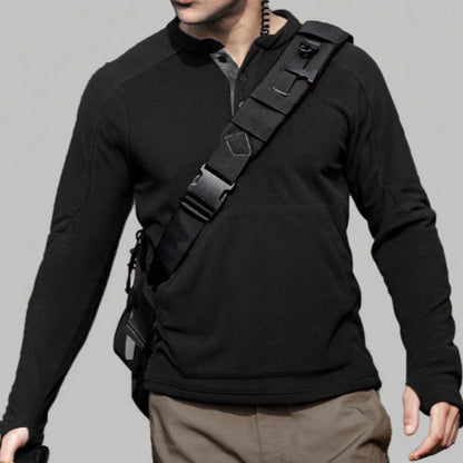Herren Fleece Pullover Stehkragen Knöpfe Modern