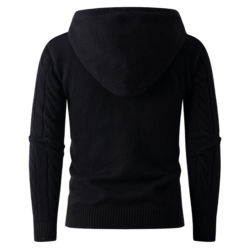 Herren Strickjacke Kapuze Zopfmuster Modern