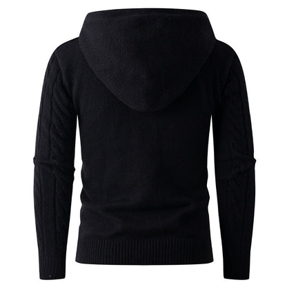Herren Strickjacke Kapuze Zopfmuster Modern