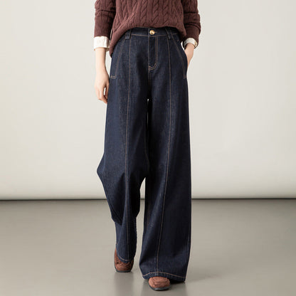 Damen High Waist Jeans Hose Weite Bein Modern