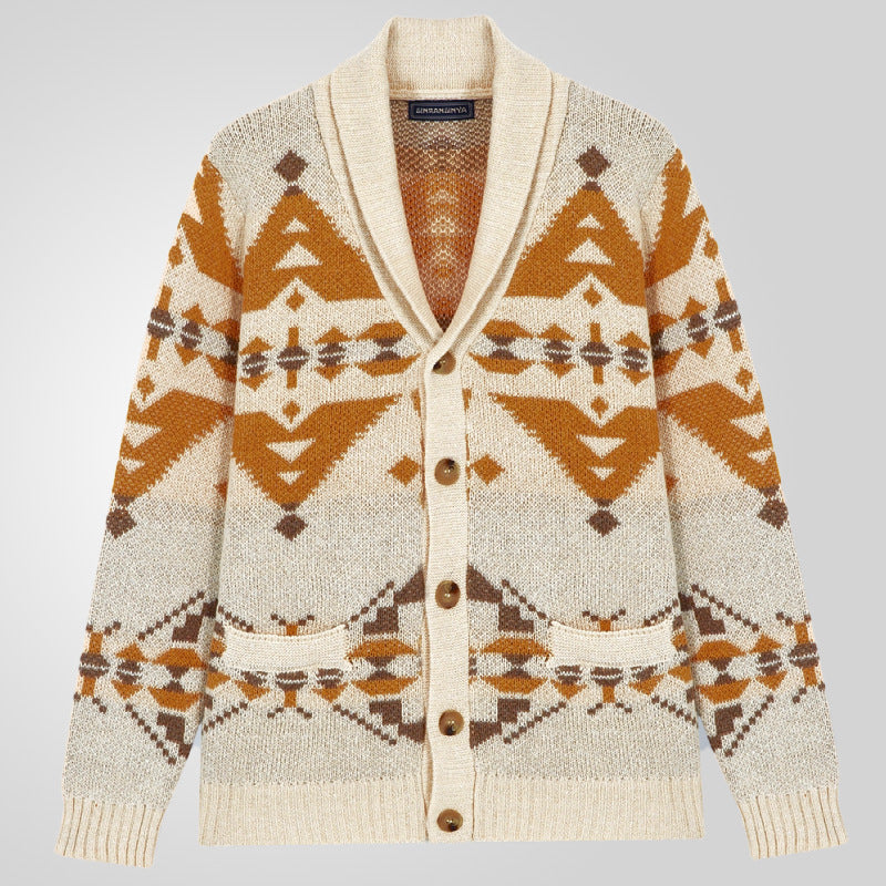 Herren Strickjacke Geometrisch Warm mit Weichem Innenfutter - BerlinGlamour