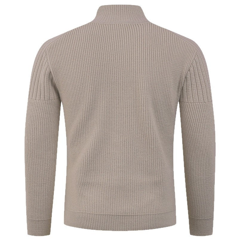 Herren Pullover Strick mit Hochkragen und Knöpfen Modern