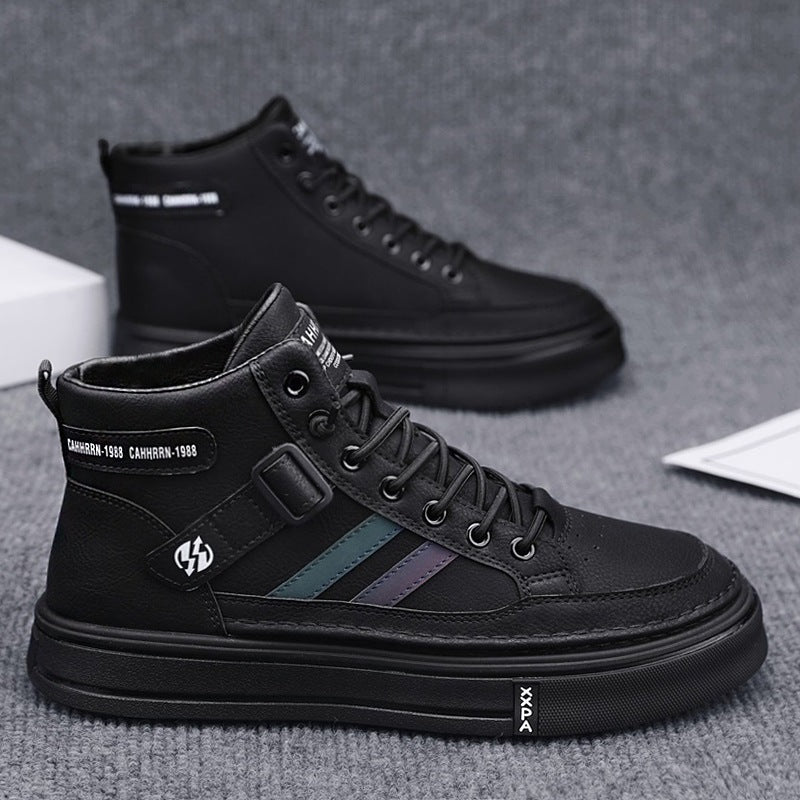 Damen Sneaker High-Top Leder Schwarz Modisch