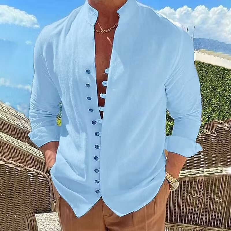 Herren Hemd aus Baumwolle Stehkragen Modern Berlin Style