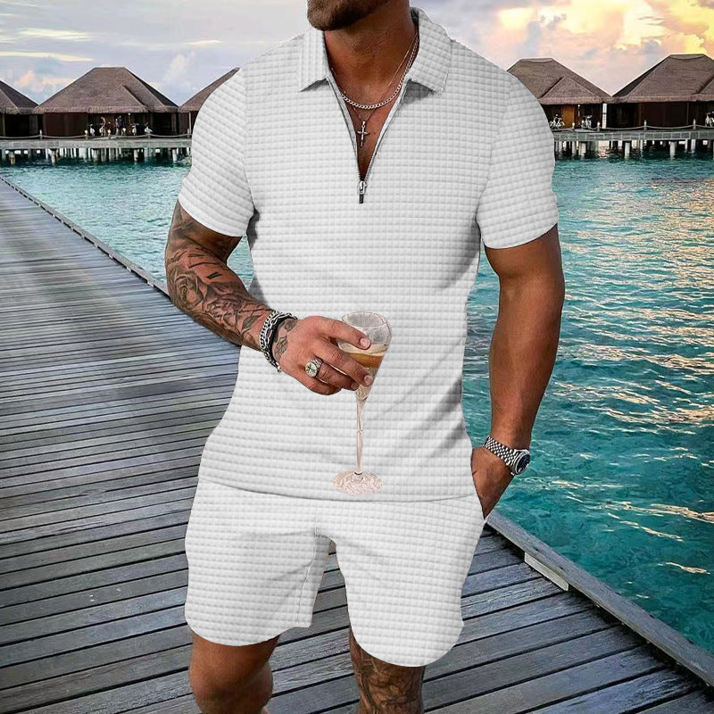 Herren Jumpsuit Kurzarm Modern Reißverschluss Designer - BerlinGlamour