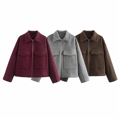 Damen Fleecejacke Mit Taschen Moderner Schnitt - BerlinGlamour