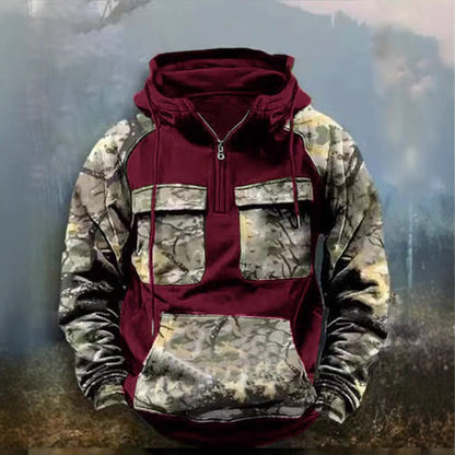 Herren Camo Kapuzenpullover Funktionsshirt Sportlich