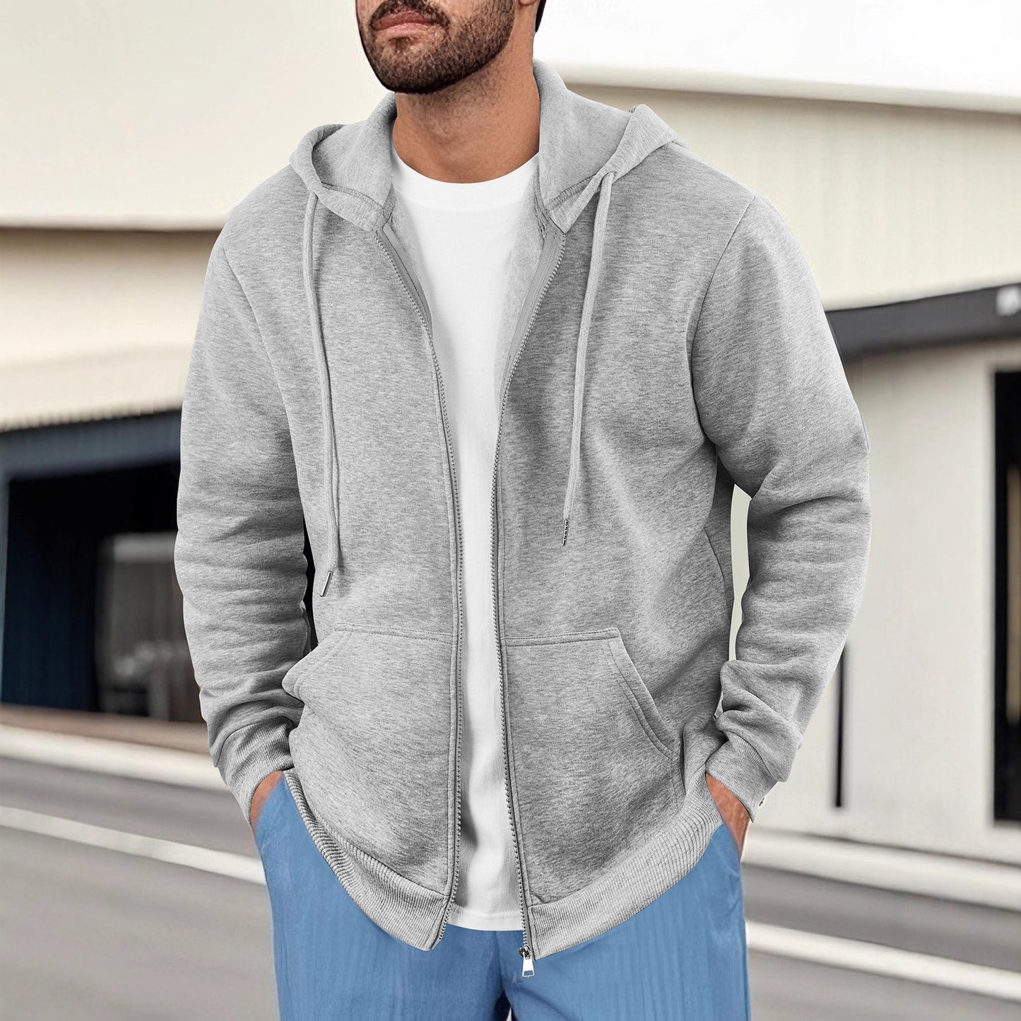 Herren Kapuzenjacke Lässig Atmungsaktiv Mit Taschen