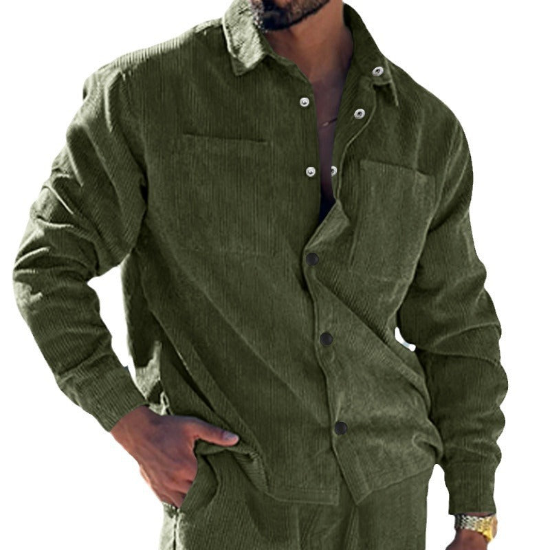 Herren Cordjacke Lässig Casual mit Brusttasche