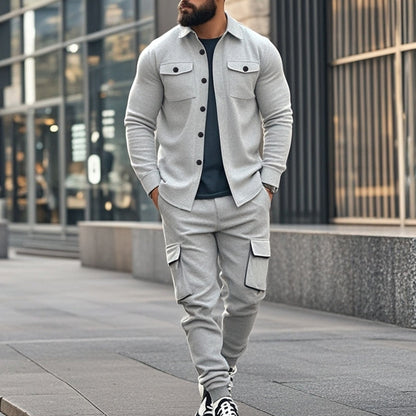 Herren Jogginganzug Cargo Bequem Funktions-Taschen