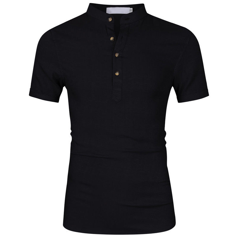 Herren Hemd Kurzarm Henley Style Modern - BerlinGlamour