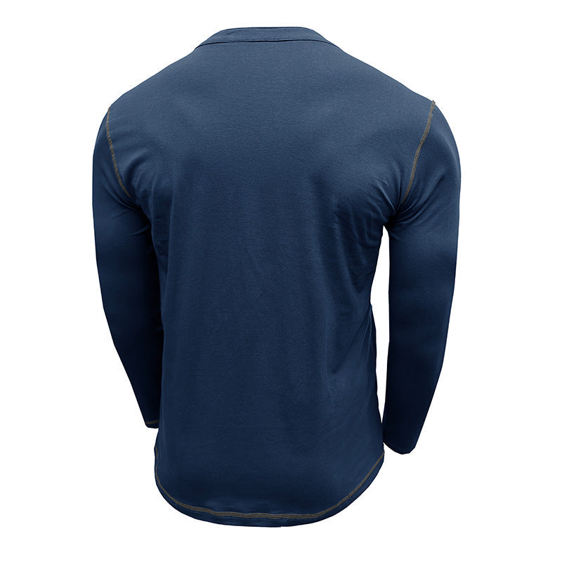 Herren Langarmshirt Atmungsaktiv Henley Kragen Modern
