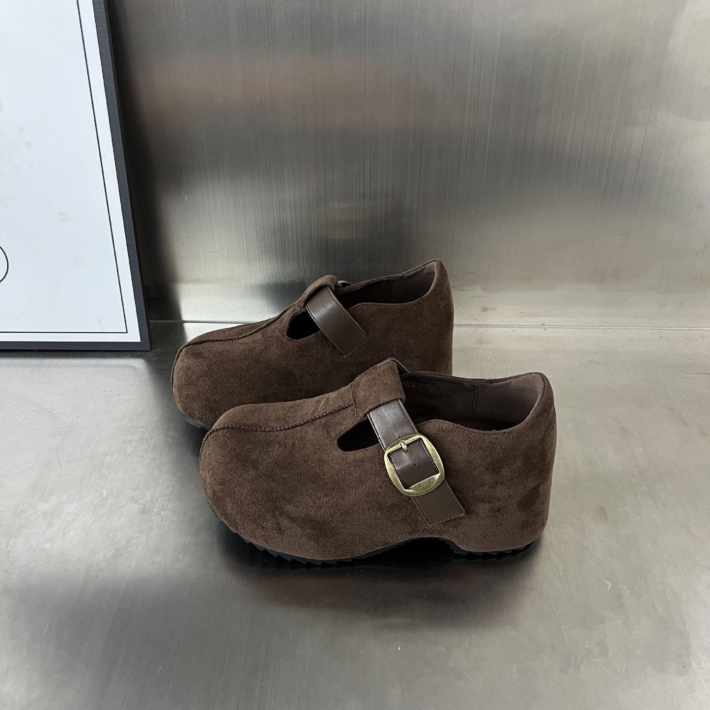 Damen Clogs Komfortabel Wildleder Schnallenverschluss Modern