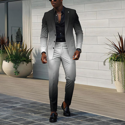 Herren Anzug Slim Fit Farbverlauf Elegant Schwarz