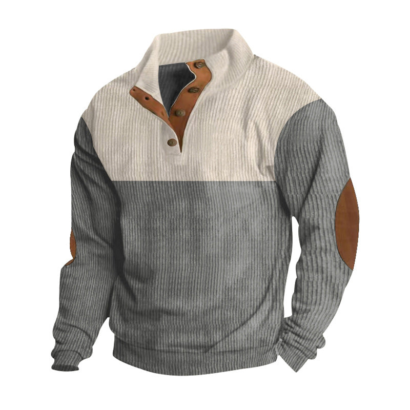 Herren Pullover Stehkragen Modern mit Knöpfen Elegant