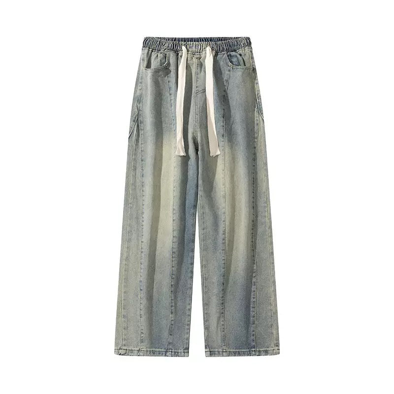 Herren Jeans Hose Bequem Weite Fit Gummizug
