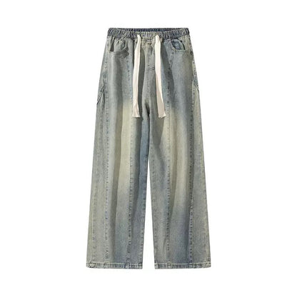 Herren Jeans Hose Bequem Weite Fit Gummizug