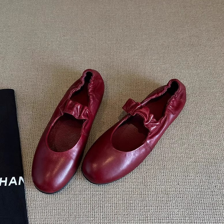 Damen Ballerinas Glänzend Rüschensaum Modern