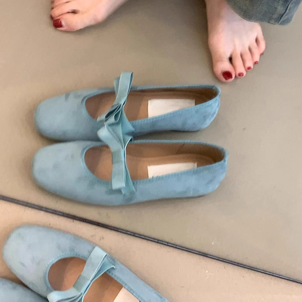 Damen Ballerinas Weich Schleifen Design Komfort Schuhe - BerlinGlamour