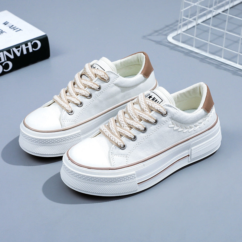 Damen Sneaker Plateau Atmungsaktiv Hohe Sohle