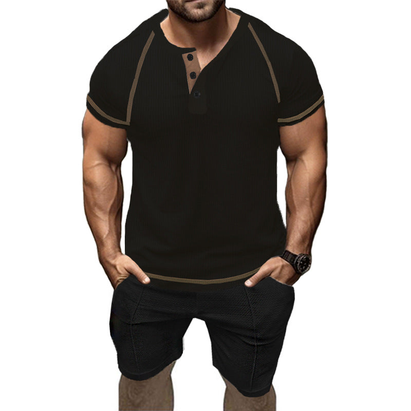 Herren Kurzarm-Set Atmungsaktiv Praktisch mit Taschen Sportlich
