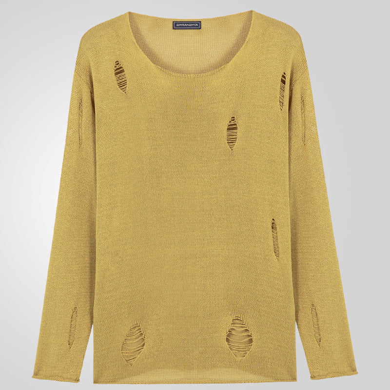 Herren Pullover Rundhals mit Fransen Modern Style - BerlinGlamour