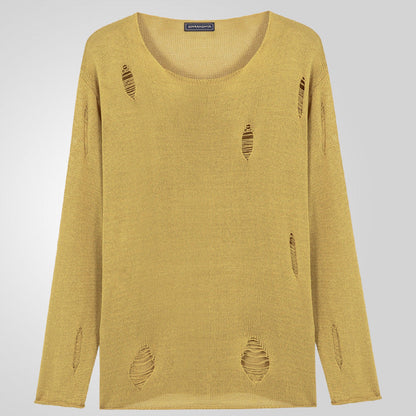 Herren Pullover Rundhals mit Fransen Modern Style - BerlinGlamour