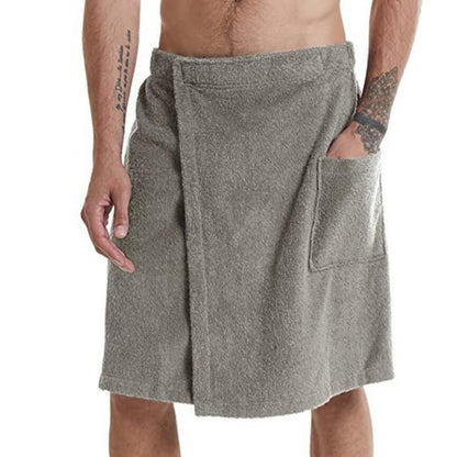 Herren Bademantel Frottee Weich mit Taschen und Verstellbund