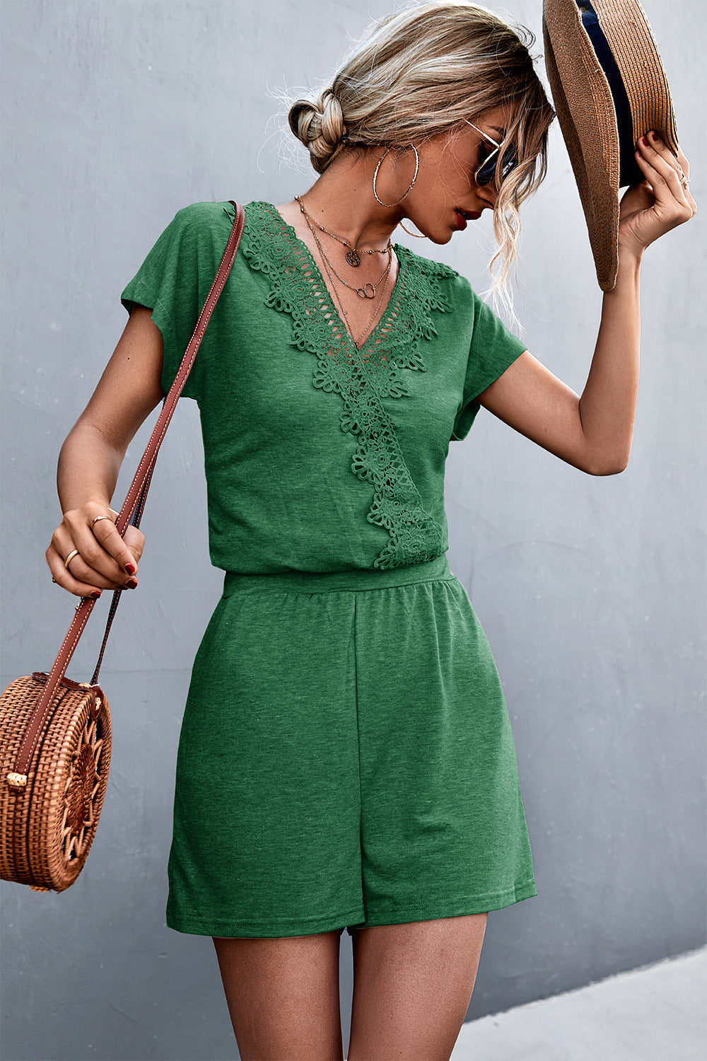 Damen Jumpsuit Elegant Häkel Applikationen Damenanzug